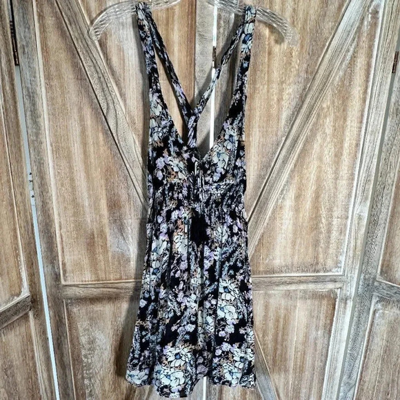 Free People Washed Ashore Mini Dress in Black Combo - Picture 2 of 6